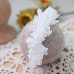 Newborn Baby Headband with Flower Bow Design - Infant Photography Hair Accessory (White)