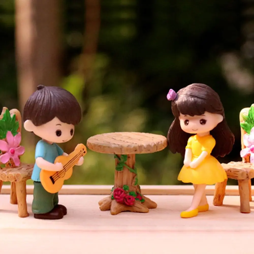 Miniature Ornament Miniature Couple Ornament Miniature Figurines Resin Crafts Accessories Resin Ornaments Resin Crafts Ornament Crafts 2pcs/set Boy Girl Guitar Lovers Couple Figurines Craft Resin Wedding Dolls Accessories Home Decor