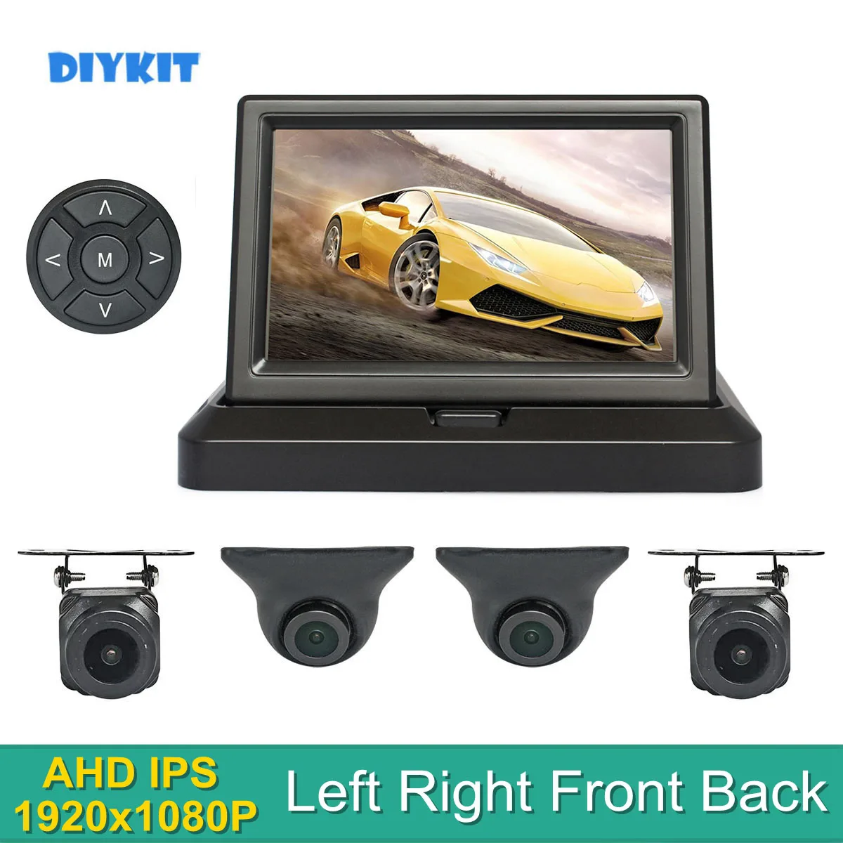 

DIYKIT 5inch AHD IPS Foldabel Car Monitor 1920*1080 Front / Side / Rear View AHD Starlight Night Vision Car Camera Waterproof