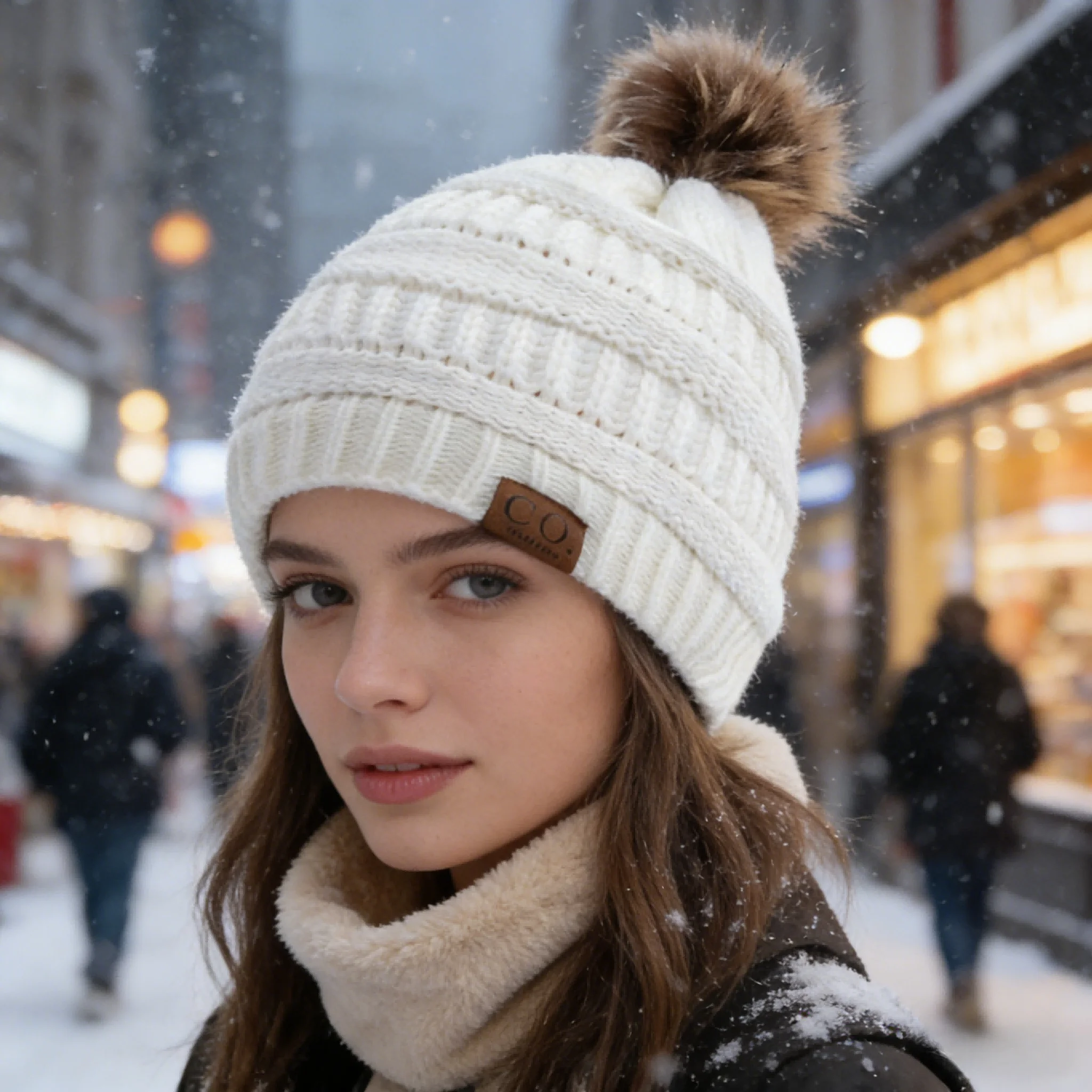 Neue Mode Anti-Statische Winter Hut Satin Thermische Faux Pelz Pompoms Mützen Hut Frauen Mädchen Im Freien Chic Hüte – Detail 7