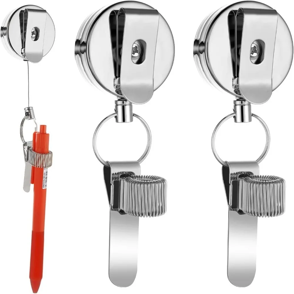 Retractable Pull Pen Pencil Holder With Belt Clip Key Ring Universal Lanyard retractable pen holder
