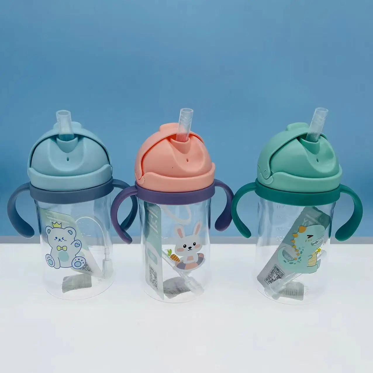 350ml Baby Bottles Drinking Cup Feeding Bottle with Straw Gravity Ball Wide-Caliber Kids Drinking Milk Water Dual-Use Bottle