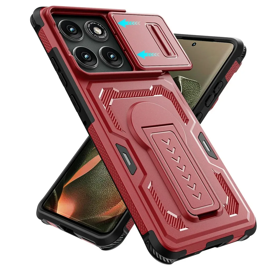 Durable Shockproof Case with Slide Camera Lens Cover and Kickstand