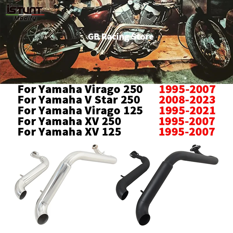 

Для Yamaha Virago V Star Xv 125 250 Xv 250 Xv 125 1995 - 2023 полностью выхлопная система из нержавеющей стали для мотоцикла глушитель Silencers