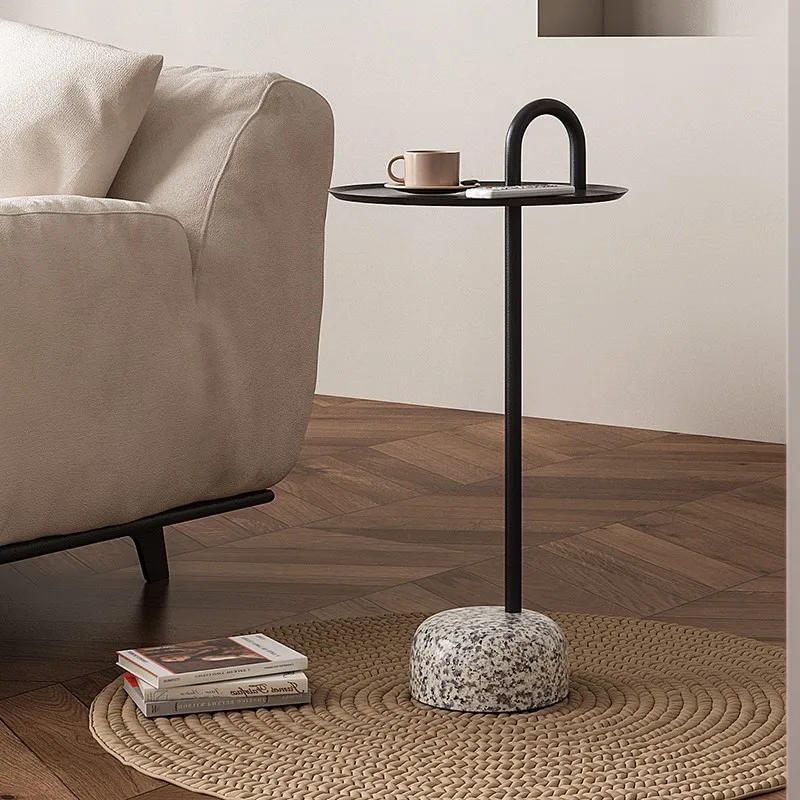 

Natural Granite Sofa Side Table Luxury Living Room Home Small Apartment Iron Coffee Table Nordic Side Table Bedroom Furniture HY