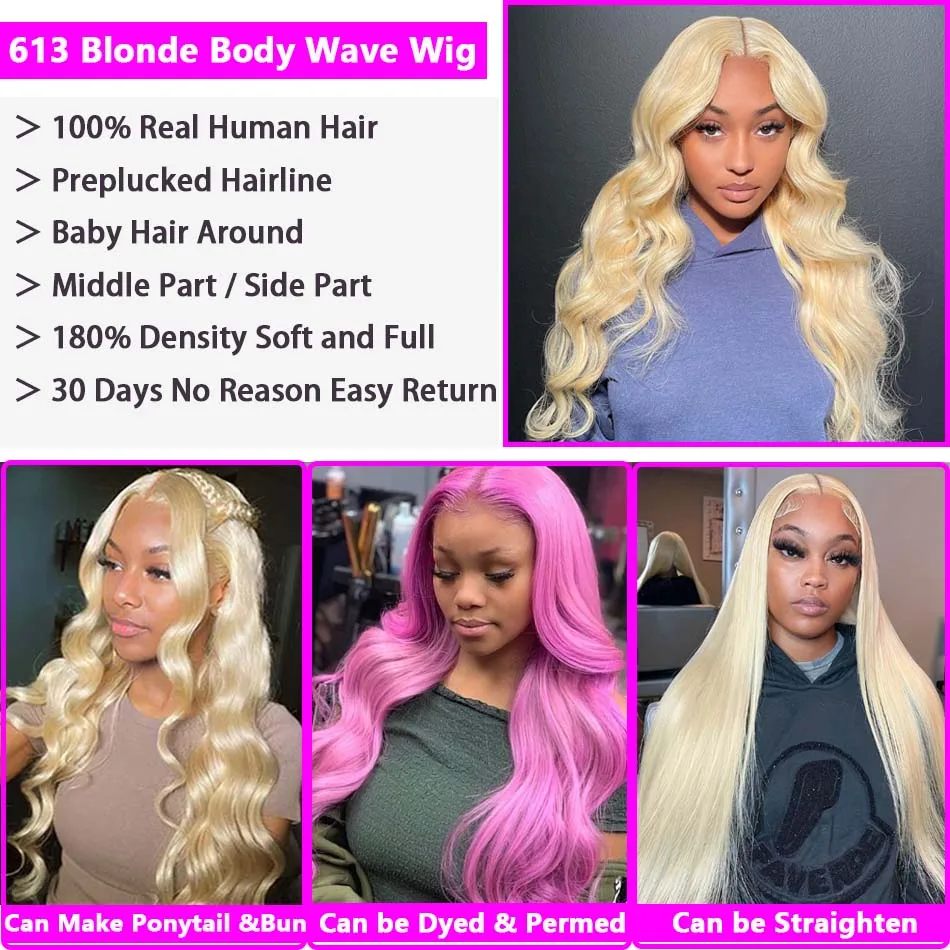Body Wave Blonde 613 Hd Lace Frontal Wig 13x6 Human Hair Brazilian Glueless 4x4 Lace Preplucked Human Wigs Ready To Go For Women