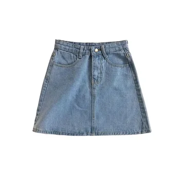 Women's Summer Skirt Casual Big Size Jeans A-line Short Skirt High Waist Denim Vintage Tassel Female Clothing DURIKIES 1