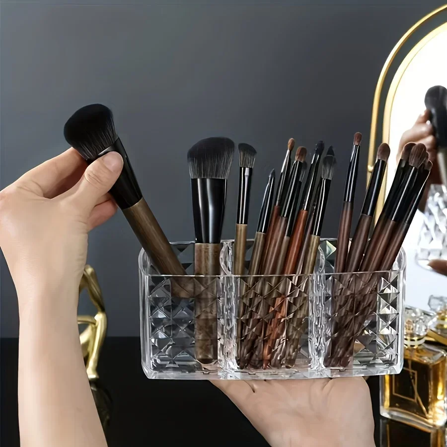 1PC 3Grids Cosmetic Storage Box, Transparent Independent Cosmetic Storage Box, Suitable for Bathrooms and Living Rooms