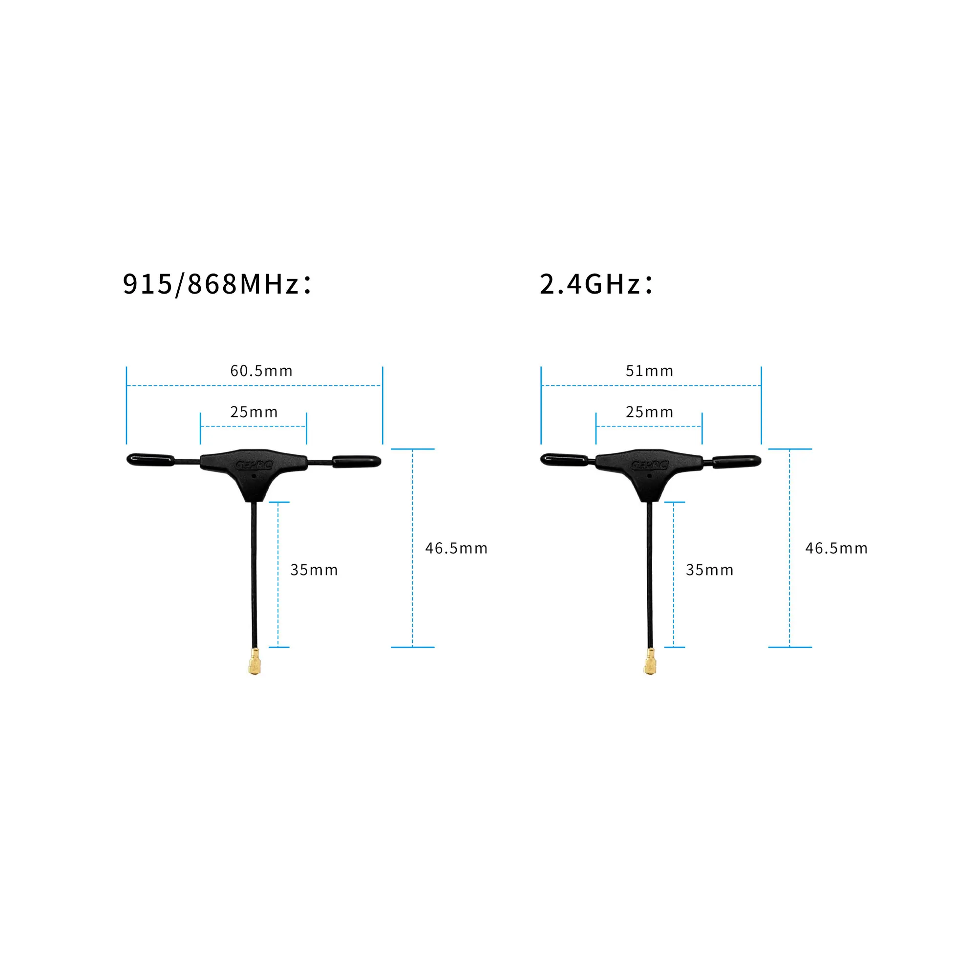 1PC GEPRC 2.4G 915MHZ 2DBI T 안테나 IPEX1 35mm 75mm TBS 나노 FRSKY R9mm ELRS 수신기 DIY 부품