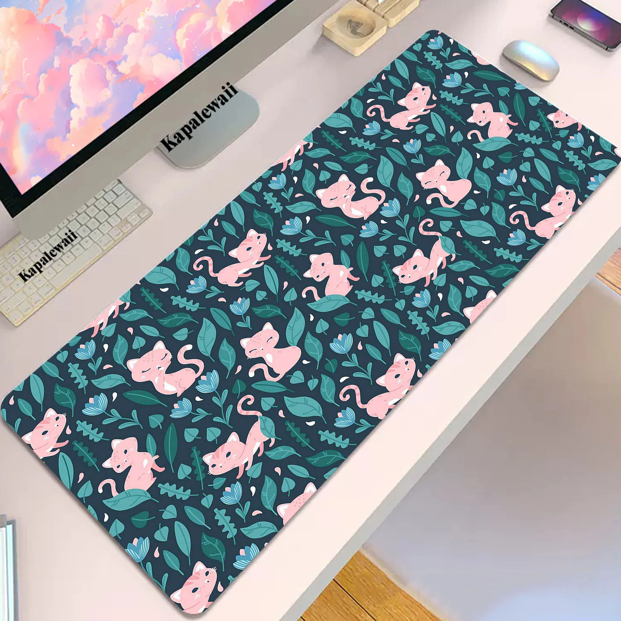 

Cat Rubber Mat Keyboard Gaming Accessories Locking Edge Mouse Pad Kawaii Office Mice Keyboards Computer Peripherals Mousepad