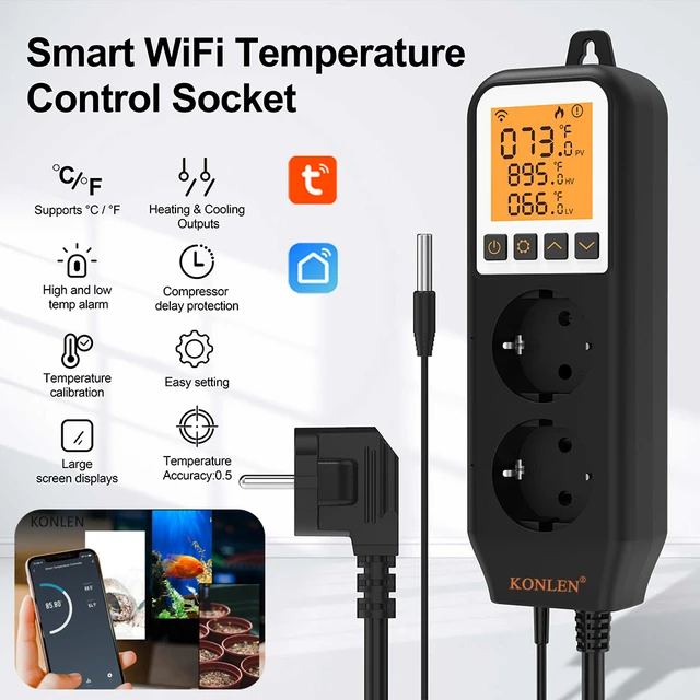 Tuya WIFI regolatore di temperatura 220V presa intelligente sensore  termostato raffreddamento a calore Smartlife termometro sonda