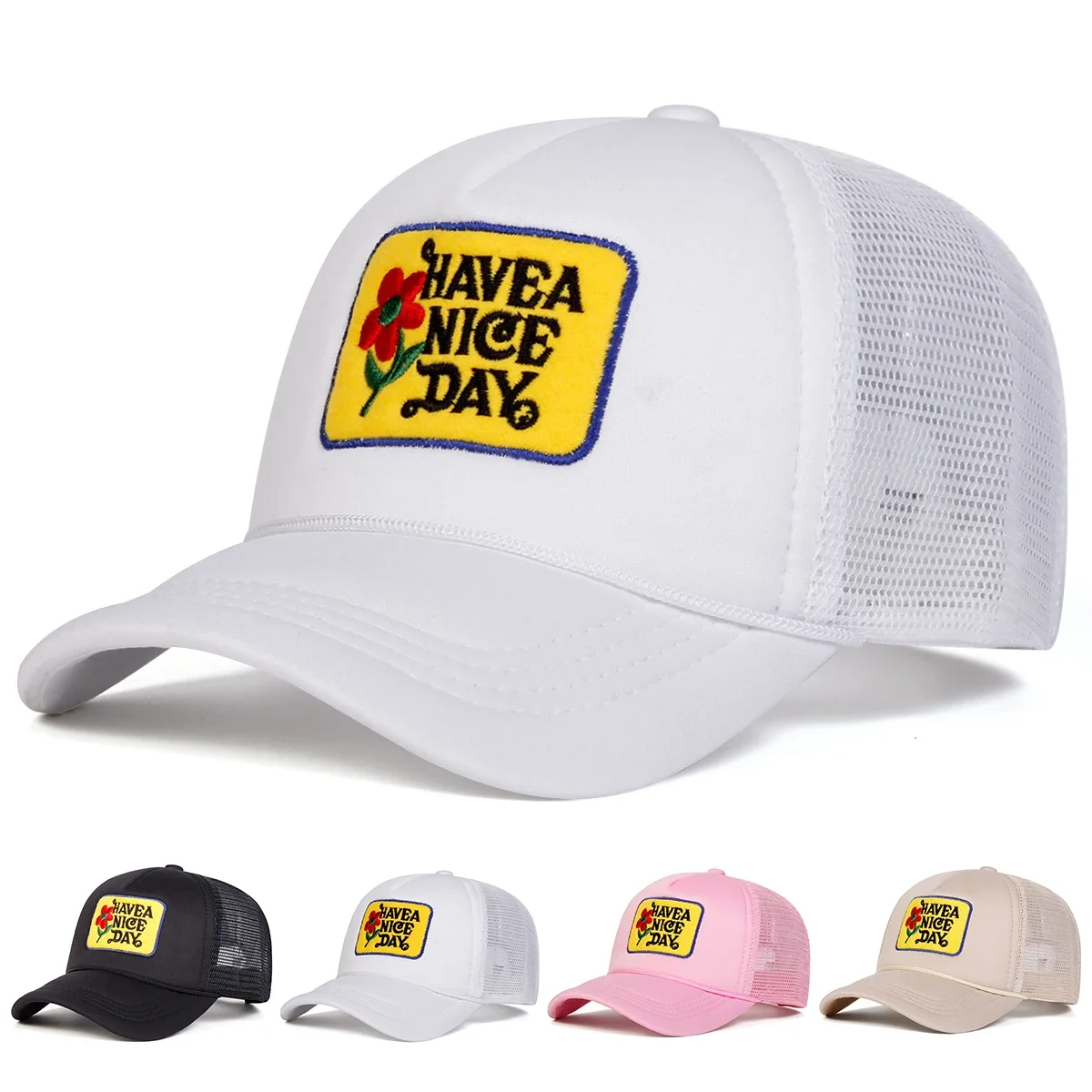 UnisexHAVEANICEDAYRoseEmbroideryBaseballNetCapsSpringSummerOutdoorAdjustableCasualHatsSunscreenHatSportsCap-AliExpress200000297