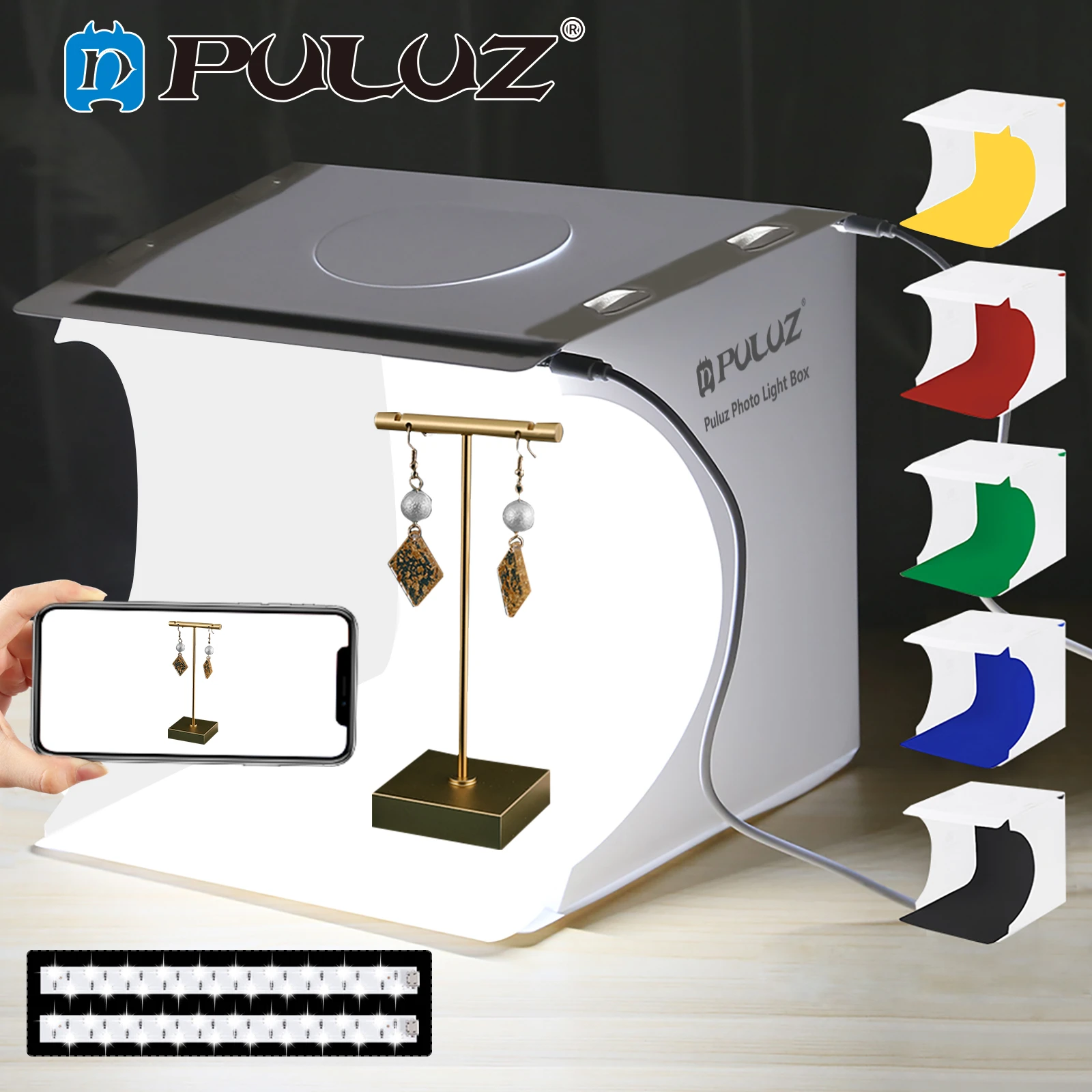 Puluz 2led Lightbox Light Box Mini Photo Studio Box 1100lm Photography Box Light Studio Shooting