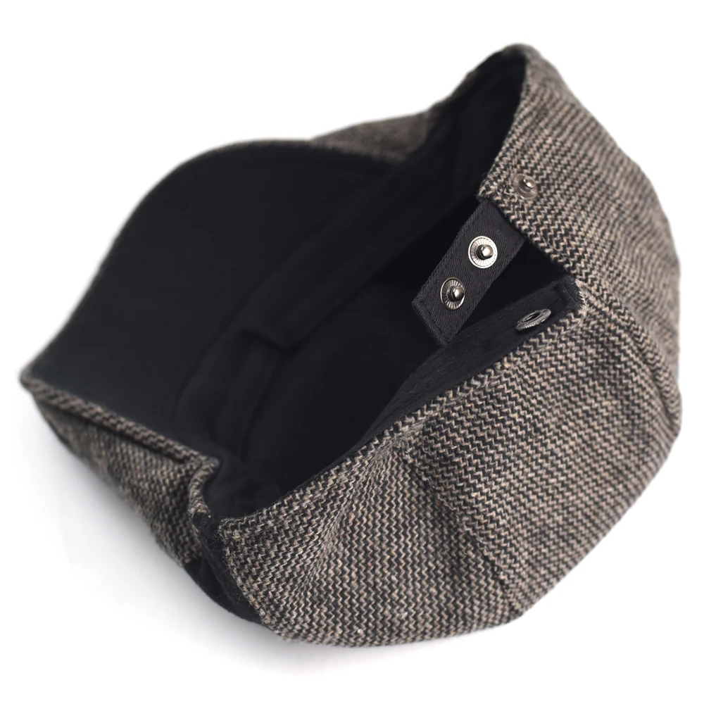 Zeitungsjunge Mütze Herren Winter Dicke Warme Vintage Casual Streifen Baskenmütze Gatsby Flacher Hut Schirmmütze Einstellbar – Detail 5
