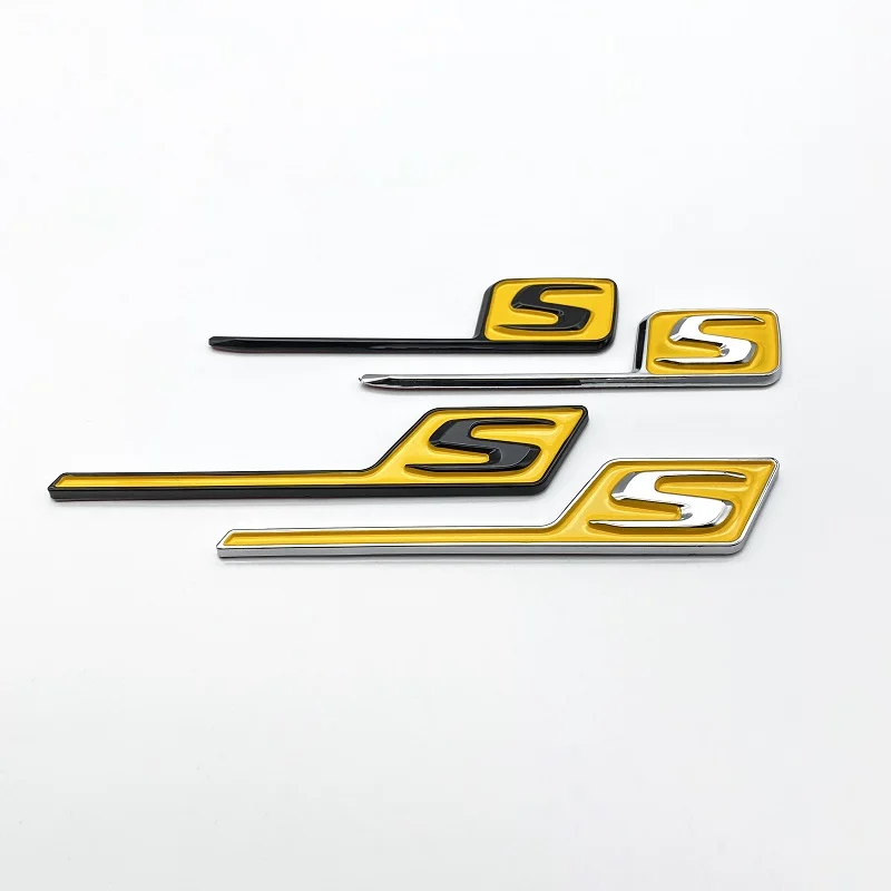 ABS S 배지 엠블럼 자동차 트렁크 스티커 S E63S C63S GLC63S GLE63S GLS63S GTS GT43S GTR GT53 GT50 CLA45S 실버 옐로우 블랙