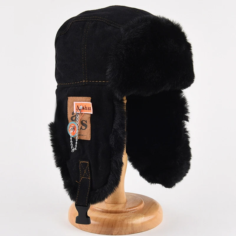HT4108 Bomber Hat Men Women Thick Warm Russian Ushanka Fur Hat Fashion Male Female Winter Black Grey Earflap Ski Russian Cap winter hat fur hat earflap hat