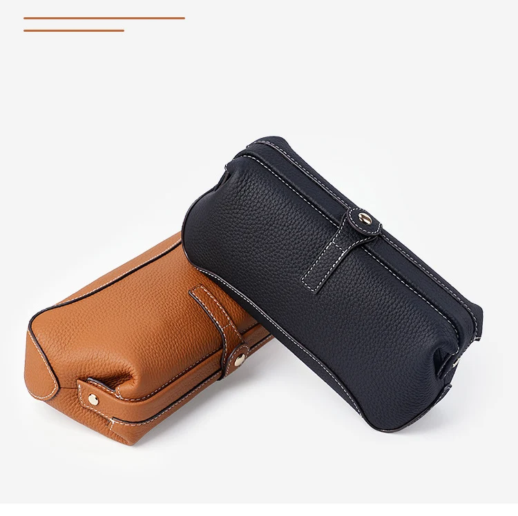 Modische Make-up-Tasche aus echtem Leder, großes Fassungsvermögen, Kosmetiktasche für Reisen, Schmuckaufbewahrung, Organizer für Männer und Frauen, Toilettenartikel, neu – Detail 4