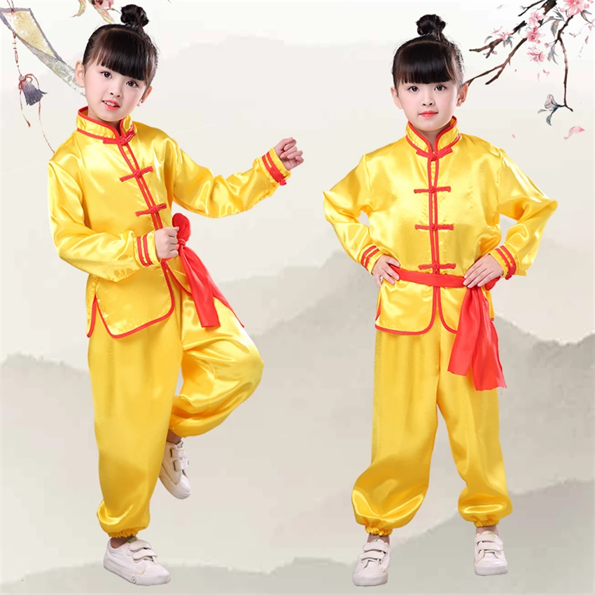 

Kids Chinese Kung Fu Clothing Traditional Wushu Tai Chi Uniform for Boys Girls China Culture Tang Suit Performance Costumes