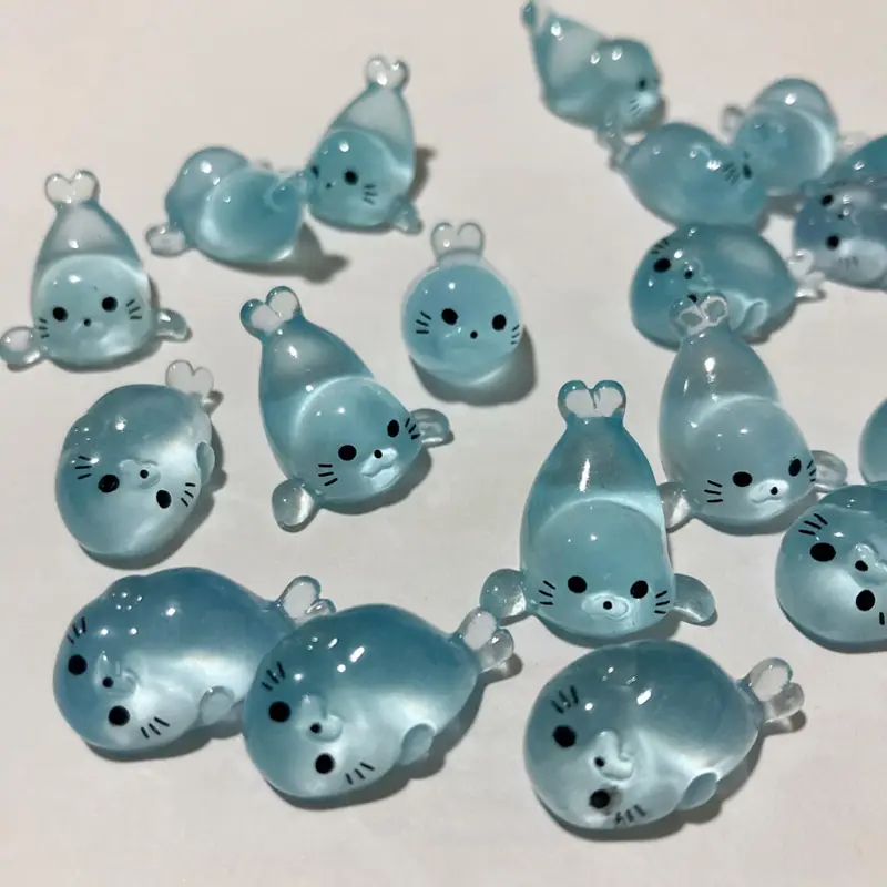 10/20 Pcs Glow in The Dark Mini Seal Figurines, Resin Sea Animals Miniatures, 4 Styles for DIY Craft Home Decoration Supplies - Image 5
