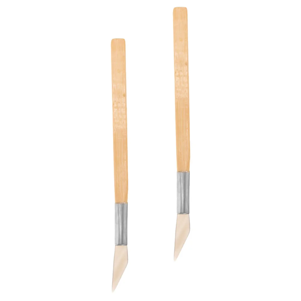 

2 Pcs Polishing Knife Natural Agate Burnisher for Jewelry Jewlery DIY Tool Bamboo Smoothing With Handle