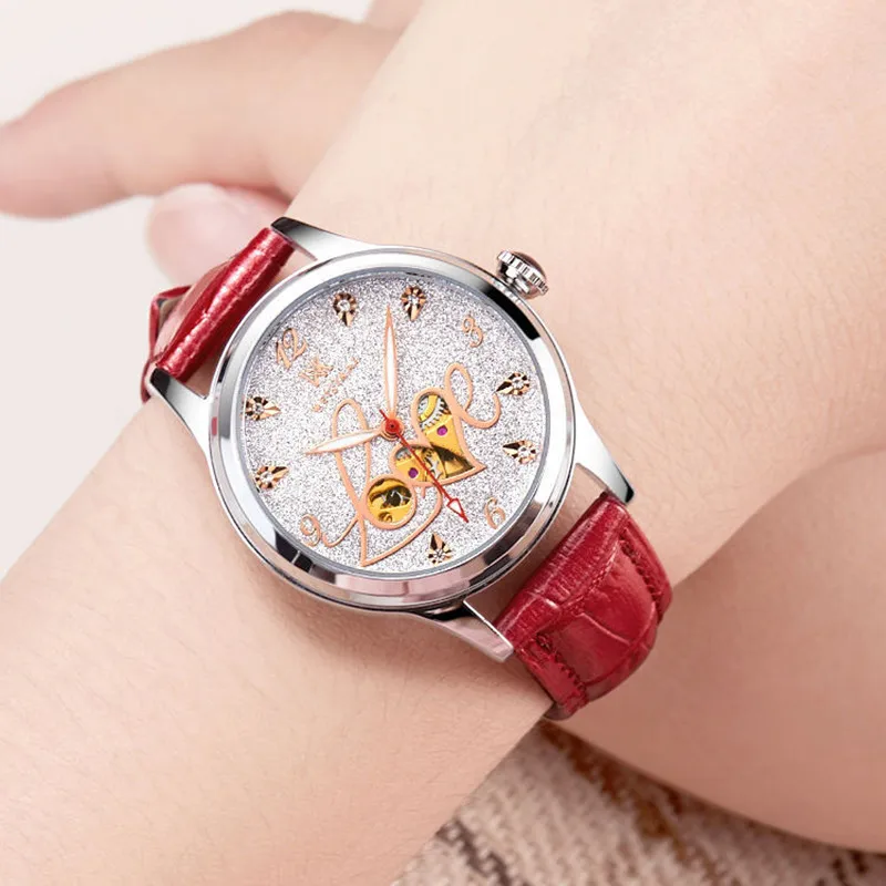

Luxury Brand New Style Full Diamond Starry Sky Automatic Mechanical Hollow Out Tourbillon Luminous Women Watch Feminine Clock