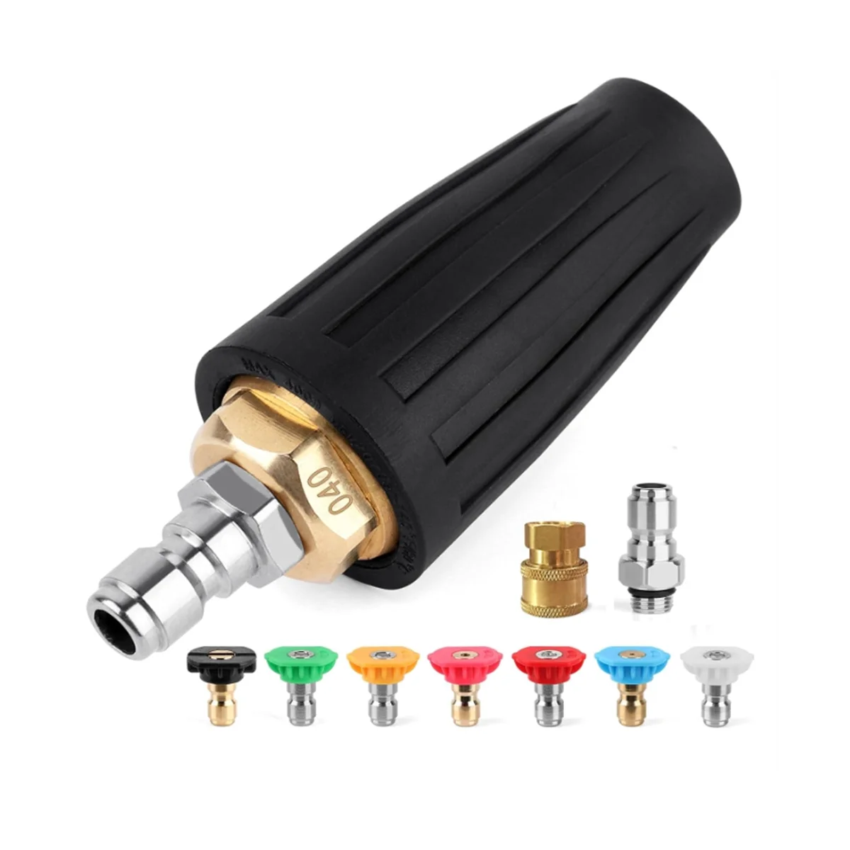 

Pressure Washer Turbo Nozzle,Rotating Pressure Washer Nozzles with 1/4In+3/8In Quick Connect,7 Power Washer Nozzle Tips
