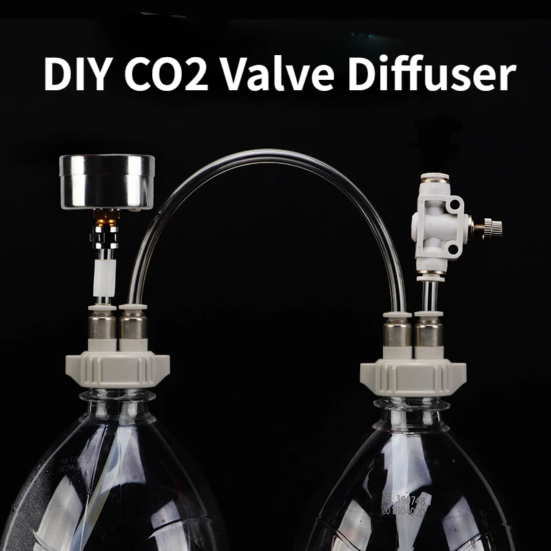 DIY CO2 Valve Diffuser Aquarium Supply Fish Tank Water Grass Homemade Carbon Dioxide Generator Kit With Pressure Air Flow Device odorless fish tank decoration shrimp ornament plastics sturdy simulated water grass diy fishbowl green aquarium