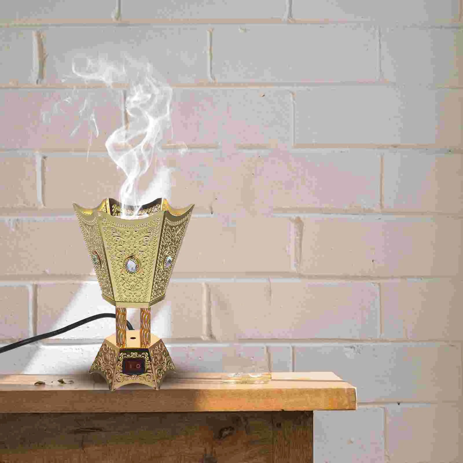 

Electric Censer Burner Table Burner Ornament Censer Holder Metal Incense Burner Incense Holder (EU/UK/US Plug)