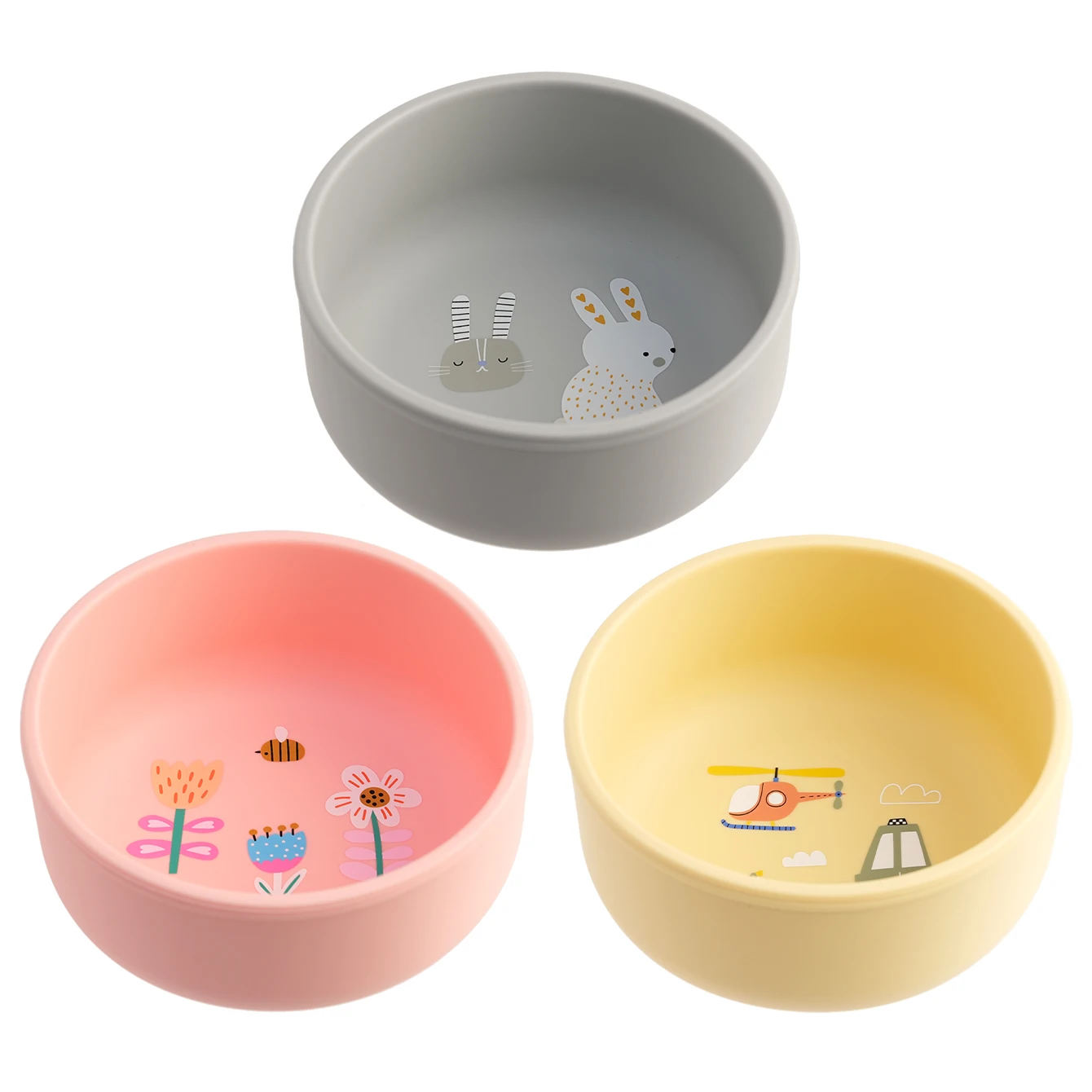 1PCS Baby Silicone Feeding Bowl Cartoon Pattern Baby Dishes Plate BPA Free Food Container Newborn Training Weaning Tableware 6