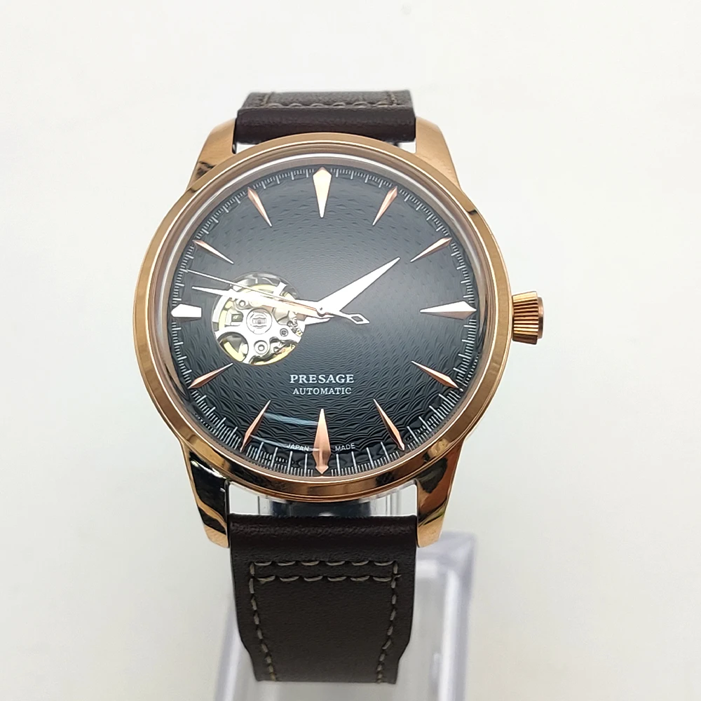 Relógio de Couro Masculino Nh38 Mecânico Automático Impermeável Preto Luxo Esporte Relógio Seletor de Coquetel - Image 3