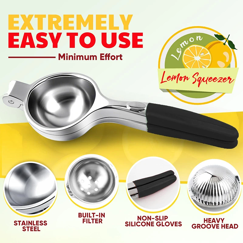 Extra Large Lemon Squeezer - Stainless Steel Heavy-duty Manual Citrus Juicer, Hand Press Design