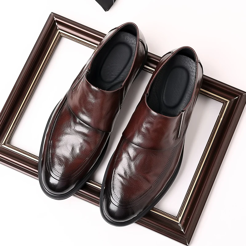 Men's casual shoes, men's wedding shoes, fashionable leather shoes, elegant men's flat Italian luxury shoes