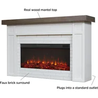Landscape Electric Fireplace with Mantel, Replaceable Fireplace Insert Heater, Realistic Log and Flame Effect, Remote Control 2
