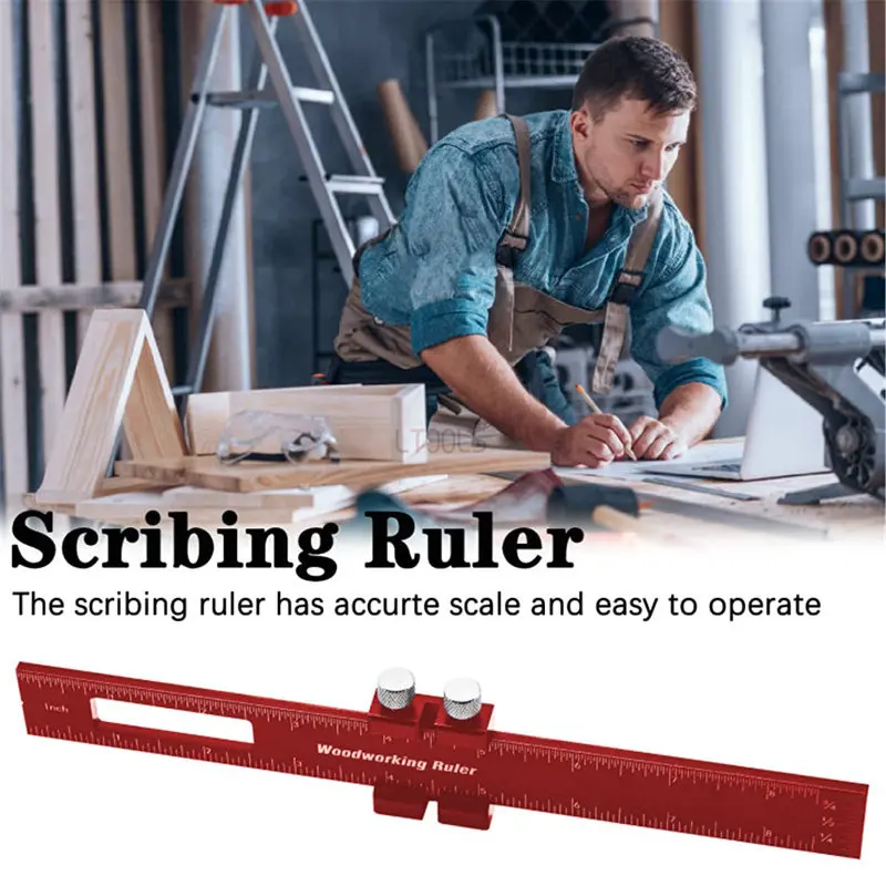 Carpentry DIY Woodworking Line Ruler Positioning Block Line 6/8/12 Inch Scriber Gauge Aluminum Alloy for Measuring Toolsr