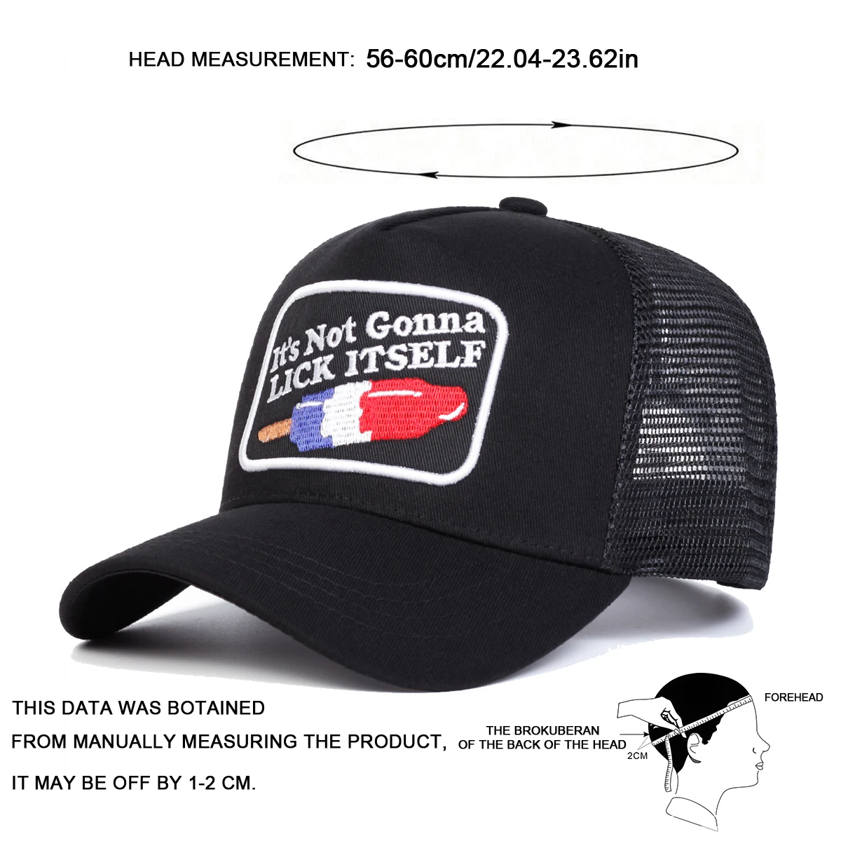 Unisex LICK ITSELF Baseball-Netzkappen mit Buchstabenstickerei, Frühling, Sommer, Outdoor, Sonnenschutzhut, verstellbare, lässige Trucker-Hüte – Detail 6
