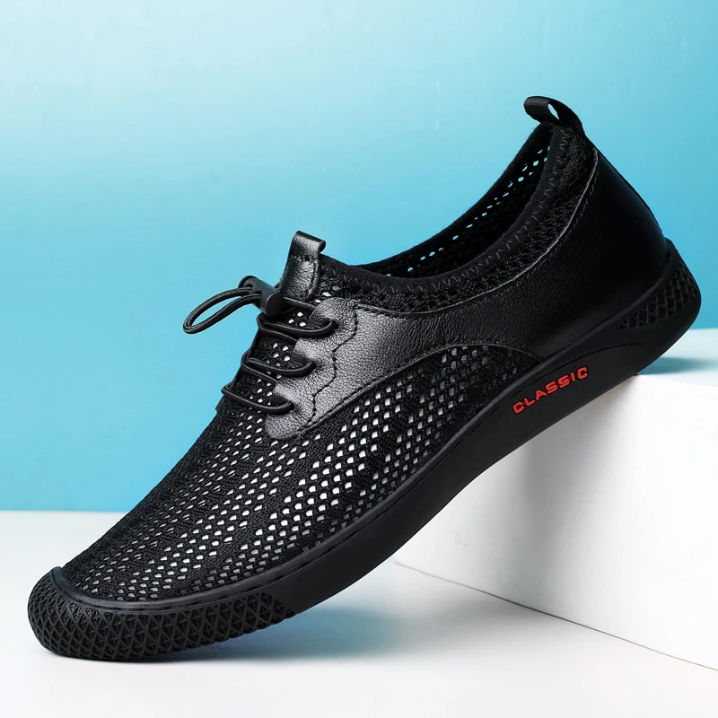 

Man Big Size Loafers Shoes Flats Slippers Slip-on Men Driving Shoes Fashion Summer Breathable hollow Style Soft Male Moccasins