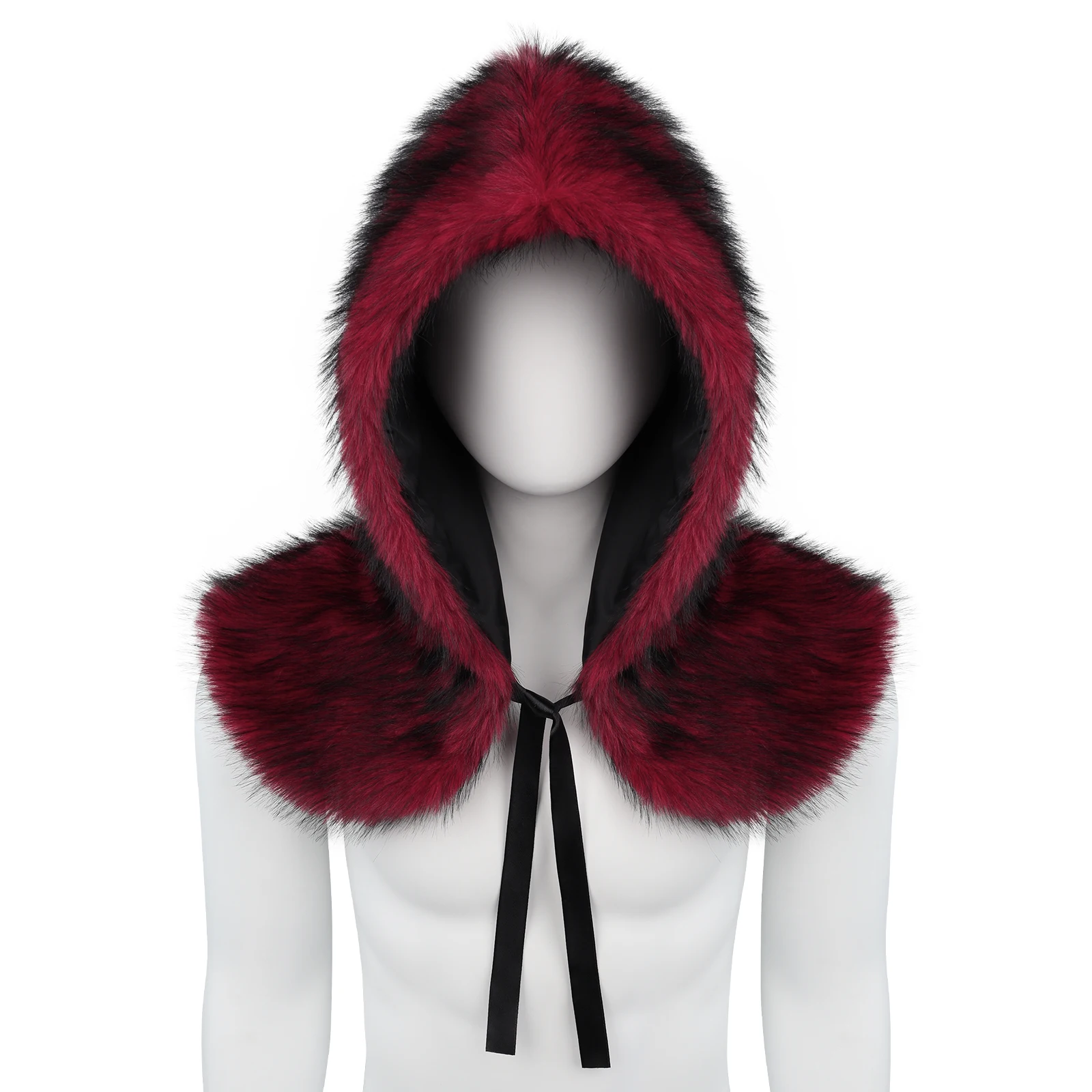 Kunstpelz Furry Grim Cowl Cloak Hood Hat Winter Warmer Kopfbedeckung Zubehör – Detail 7