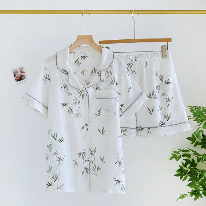 2024 Japanese Summer New Women's Pajama Set 100% Cotton Short sleeved Shorts Two piece Set Thin Breathable Home Furnishing Set