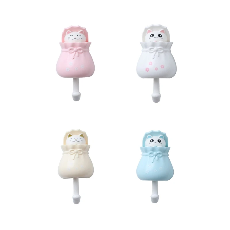 

Wall Mounted Cartoon for Cat Hook Adhesive for Key Hat Coat Hanger for Home Bedroom Bathroom Towel Handbag X3UC