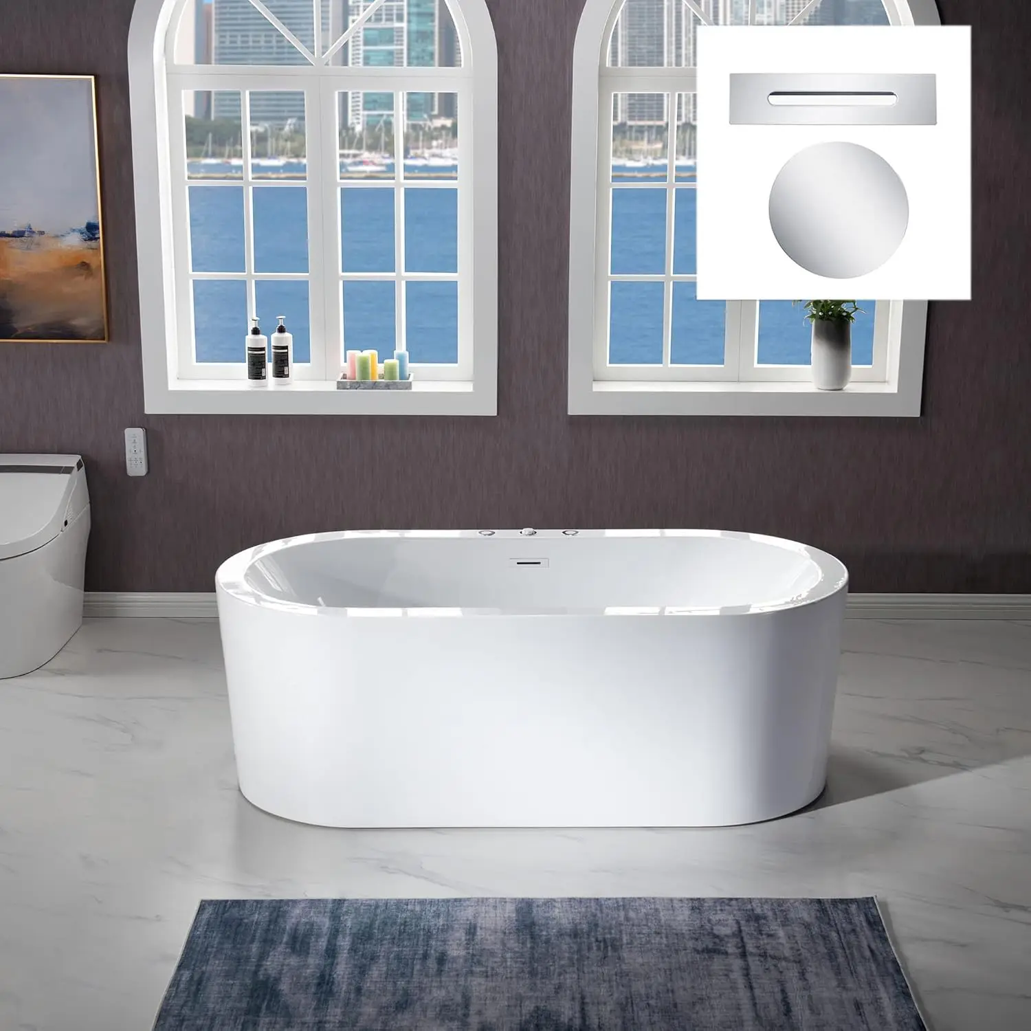 67 inch Air Bubble and Whirlpool Jetted Freestanding Bathtub High quality structure comfortable hydro massage 3
