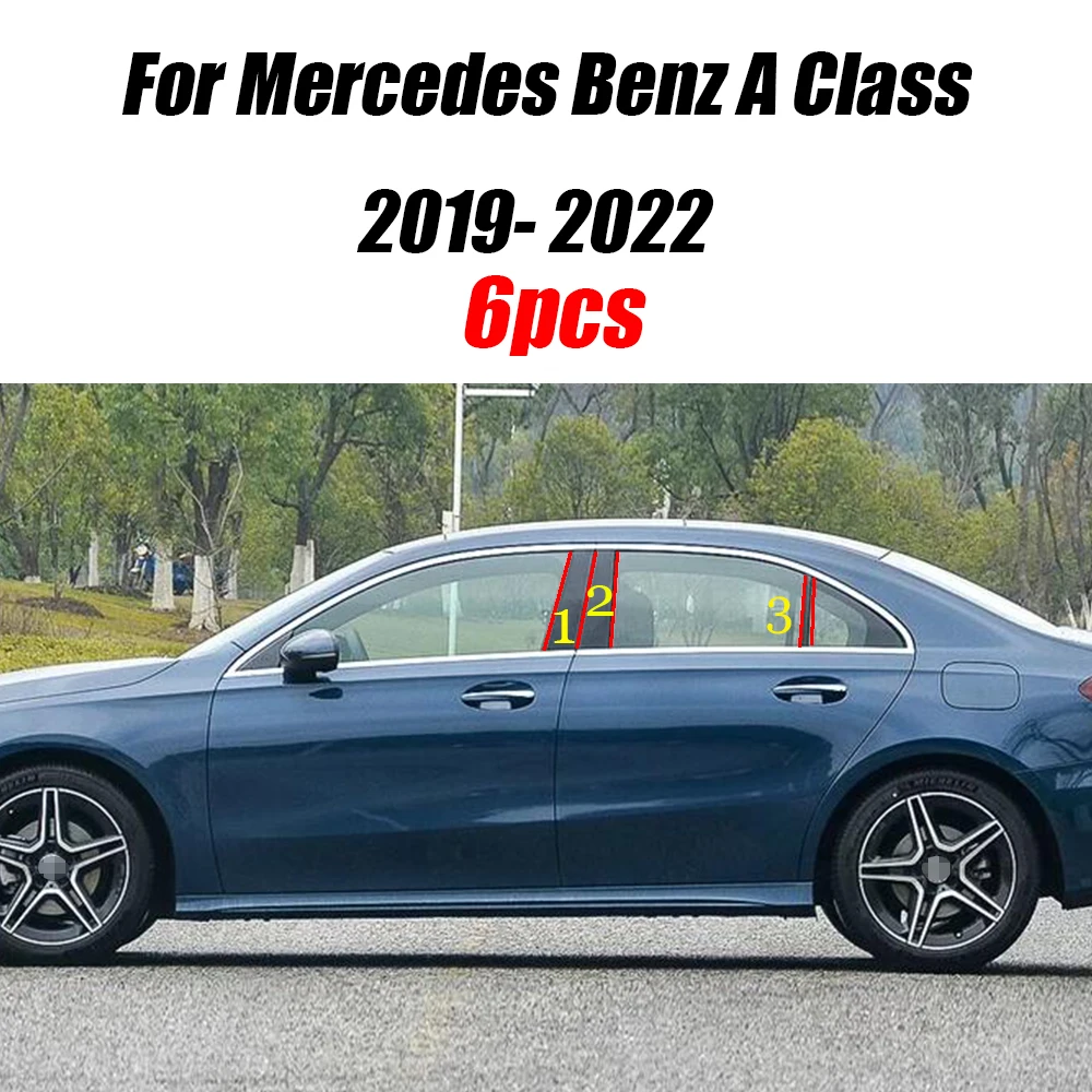 

Новое поступление, Лидер продаж, 6 шт., полированные столбики для Mercedes Benz A Class 2019-2022, обшивка для окна, наклейка на колонку BC