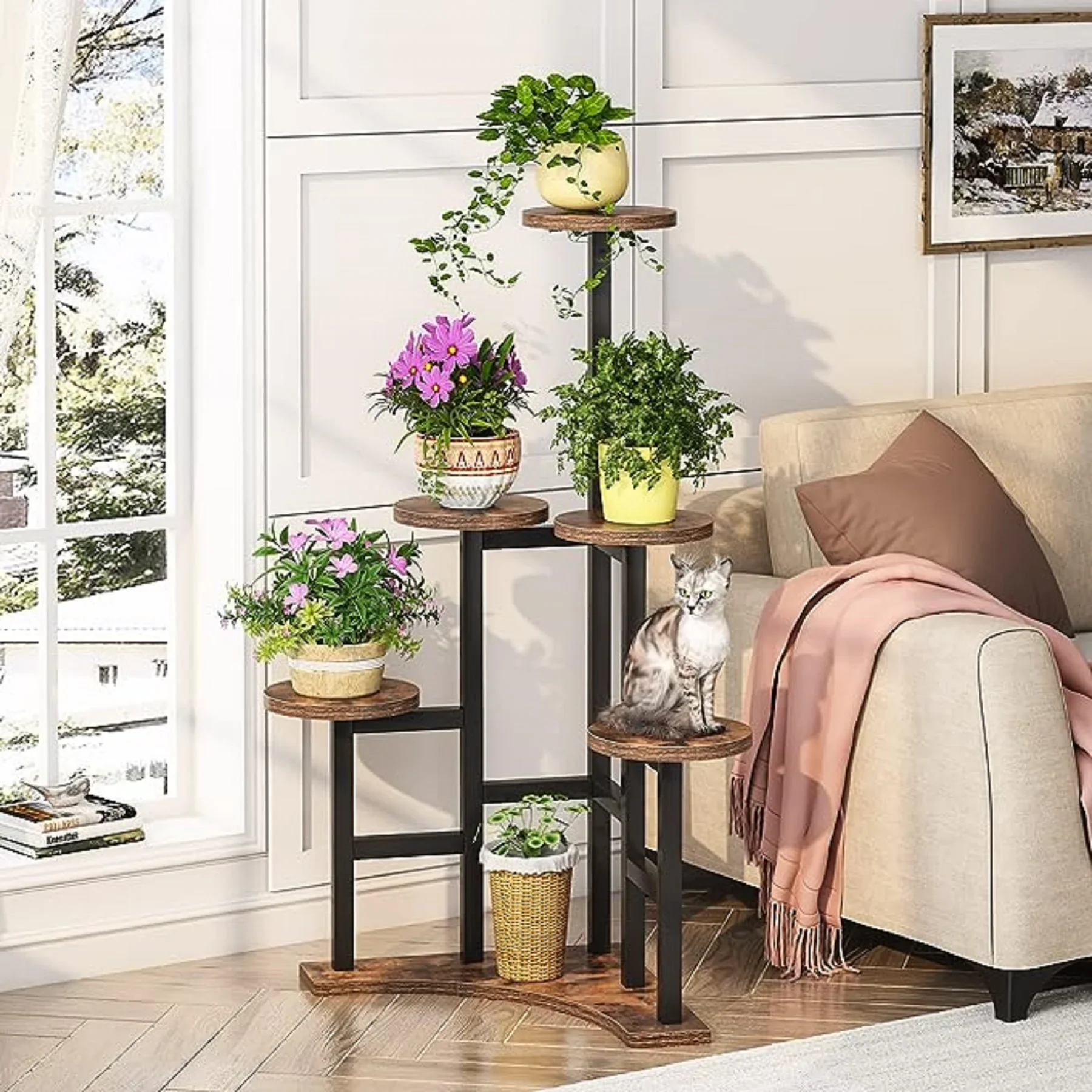 Tribesigns Corner plant stand Indoor 6 Tiered Plant Shelf Flower Stand Tall Multiple Potted Holder