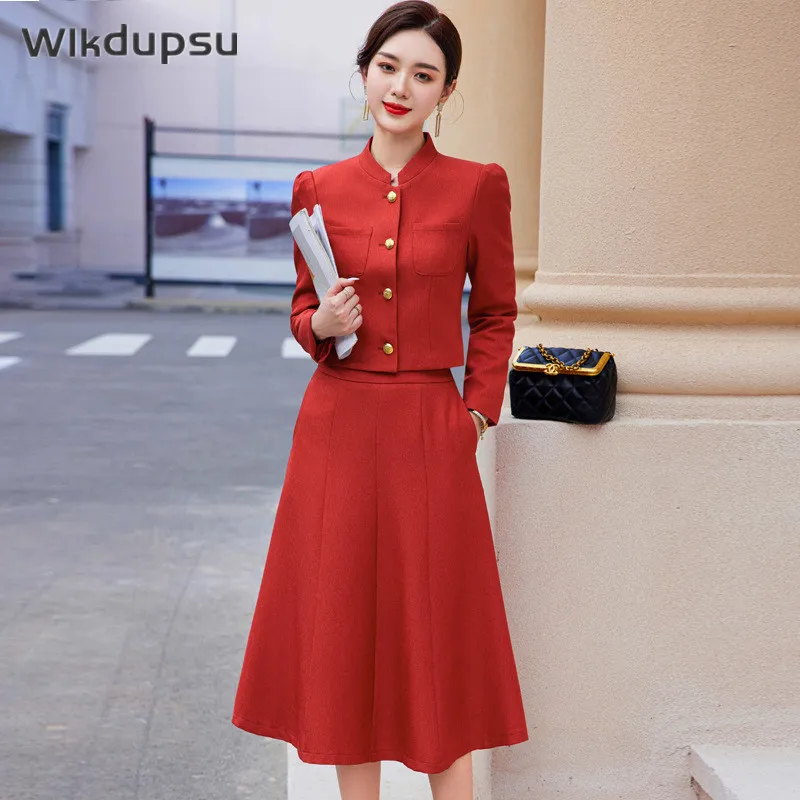 Women Fashion Blazer Skirt 2 Pieces Set Female Double-breasted Lapel Long  Sleeve Coat Suit Spring Office Lady Mini Skirt Outfit - Dress Sets -  AliExpress