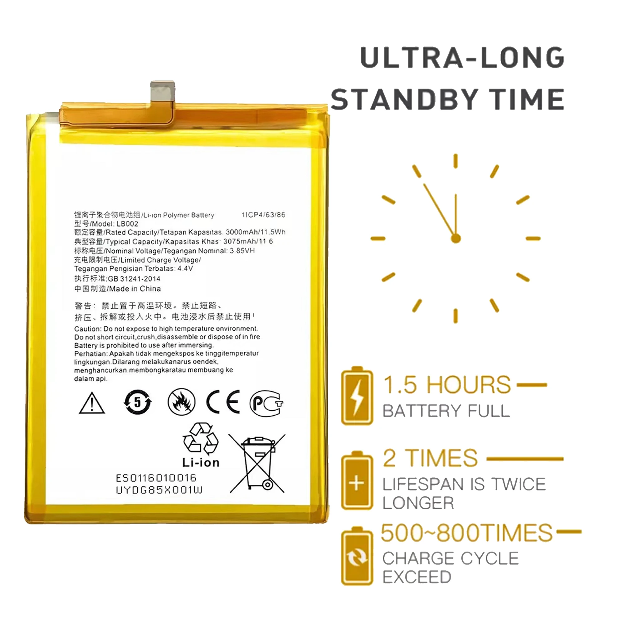 LB002 Battery For Lenovo S5 K520 K520T high capacity Capacity Replacement Repair Part Mobile Phone Batteries Bateria
