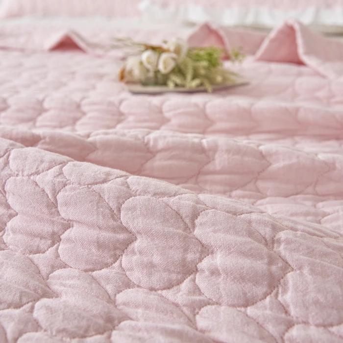 Atmungsaktive Decke aus reiner Baumwolle, gesteppt, mit Herz- und Rosenmuster, für Sofa, Flugzeug, Baby, Erwachsene, Sommerdecke, Dropshipping – Detail 10