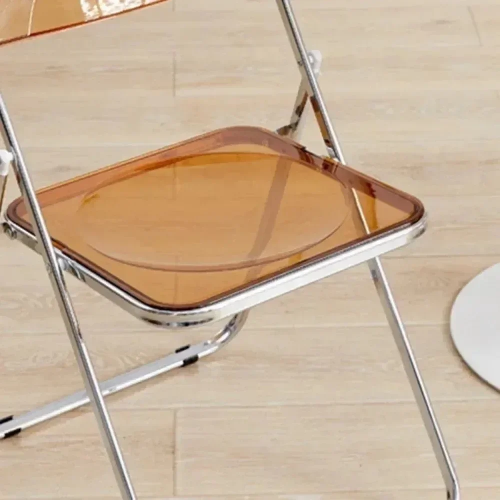 Folding Chair and Table Household Acrylic Transparent Dining Chair Backrest Modern Minimalism Portable Foldable Furniture