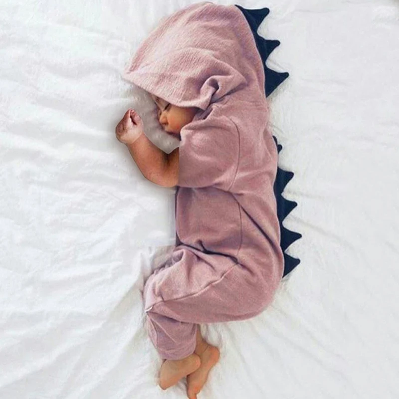 New Baby Clothing Baby Boy Girl Clothes Dinosaur Hooded Romper Jumpsuit Outfits Autumn Winter Kids Clothes