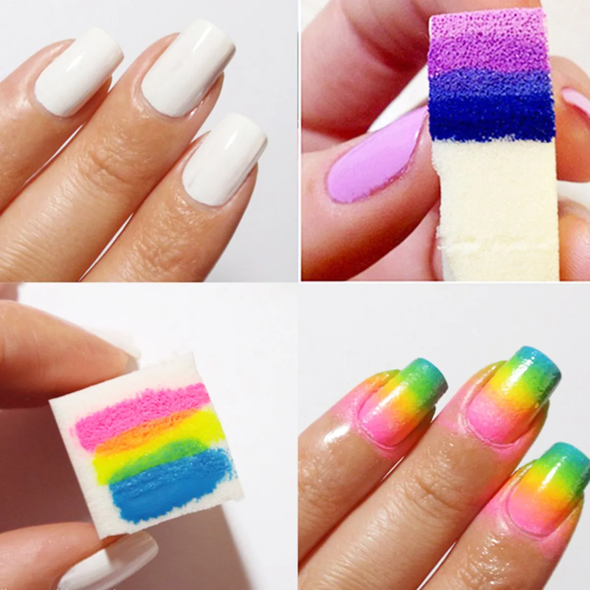 12Pcs 화이트 네일 스폰지 50x25mm 삼각형 모양 그라디언트 컬러 페이드 매니큐어 스폰지 전문 네일 아트 매니큐어용