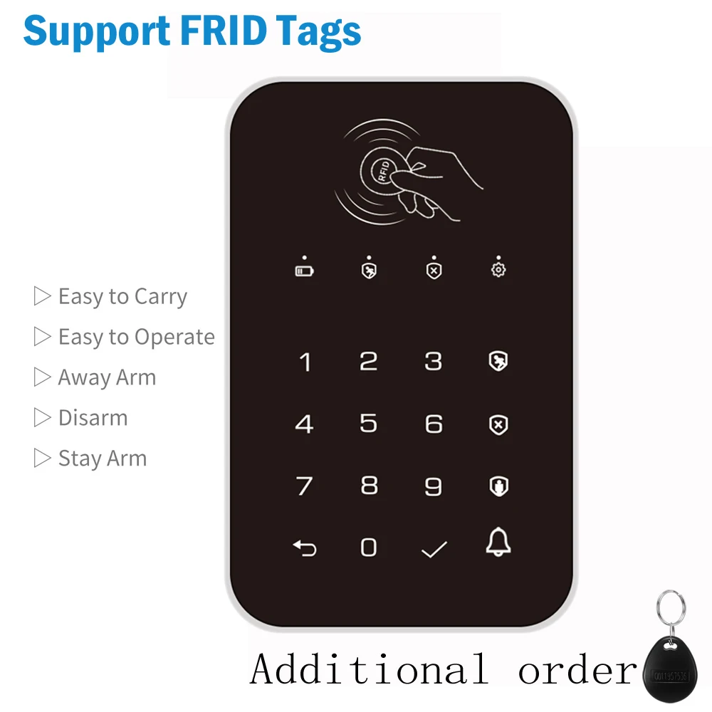 433Mhz Wireless Touch Keyboard Support RFID Card Arm Or Disarm Password Keypad For Tuya Smart WIFI Home Security Alarm System