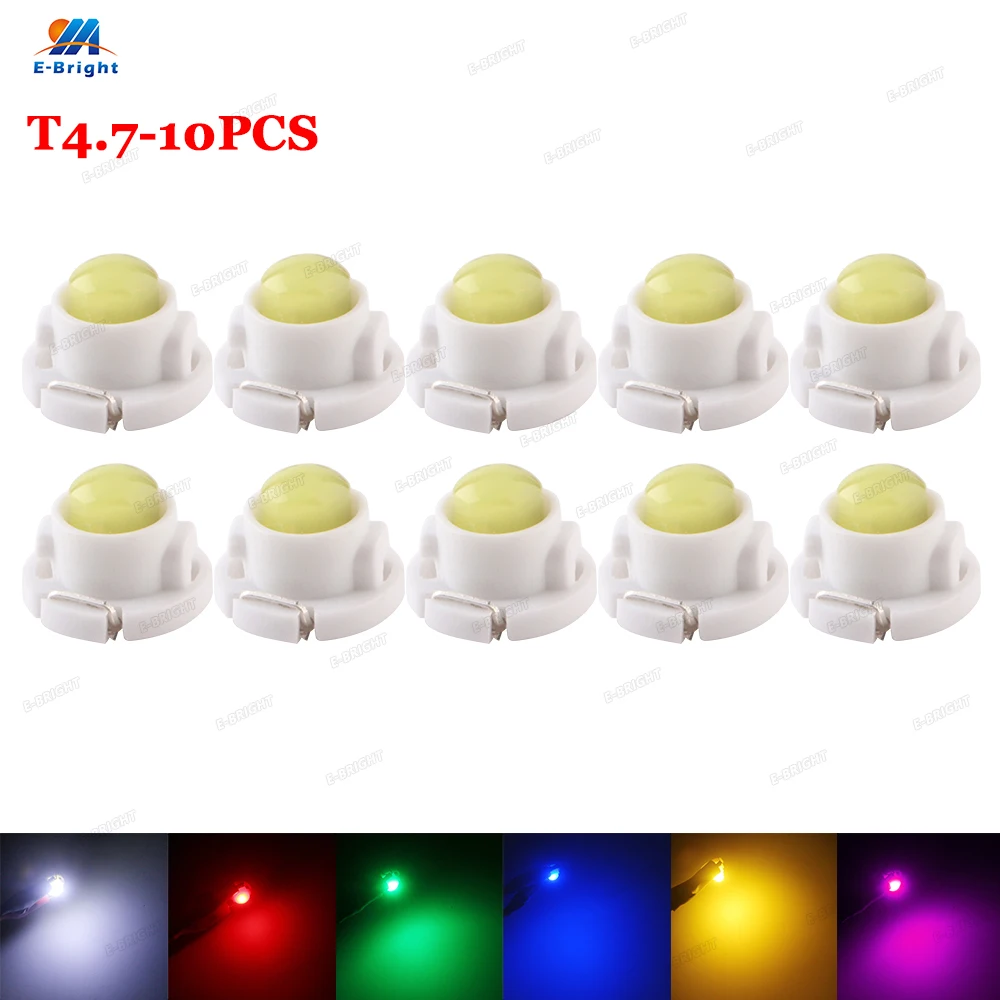10 Uds T4.7 bombillas LED COB 12V luz de mapa luz indicadora de advertencia luces interiores del tablero para lámparas de instrumentos de vehículos de coche